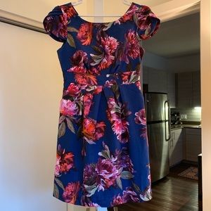 Anthropologie floral cap sleeve dress with pockets